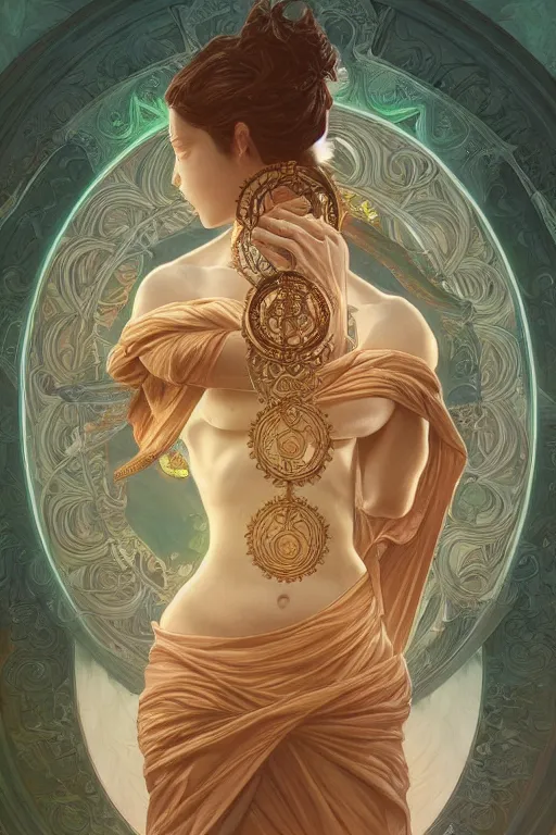 Image similar to no figure, ultra realistic illustration, a jade statue of sacred geometry, intricate, elegant, highly detailed, digital painting, artstation, concept art, smooth, sharp focus, illustration, art by artgerm and greg rutkowski and alphonse mucha