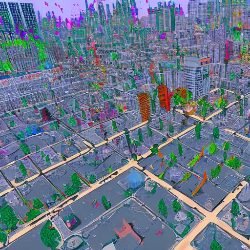 Prompt: photo of a city buried under tons of AI generated art