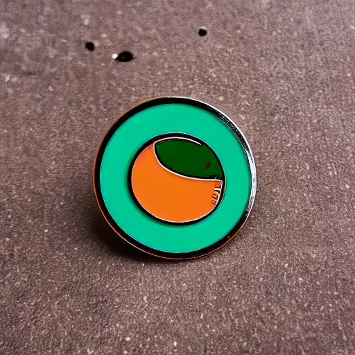 Image similar to a retro minimalistic circle enamel pin of an exploding jalapeno, use of negative space allowed, smooth curves