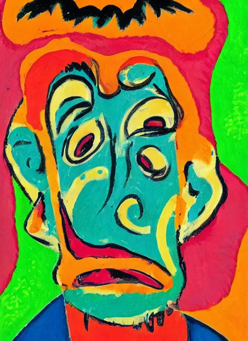 Prompt: ugly vomiting clown in the style of ernst ludwig kirchner