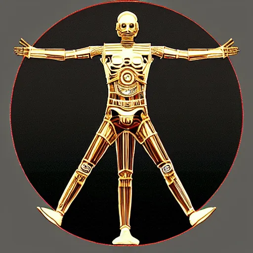 Prompt: c 3 po as the vitruvian man