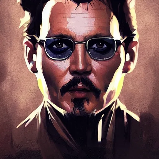 Image similar to “ portrait of johnny depp by greg rutkowski, young, attractive, highly detailed portrait, scifi, digital painting, artstation, concept art, smooth, sharp foccus ilustration, artstation hq ”