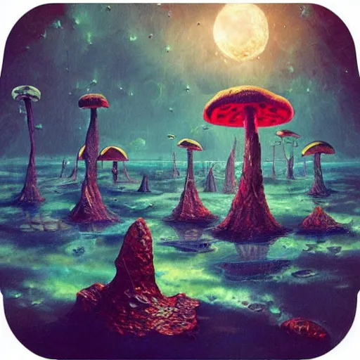 Image similar to “🍄 sci-fi fantasy art”