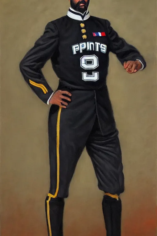 Prompt: full body portrait of the dictator of the san antonio spurs, 1 8 8 9, in full military garb, oil on canvas by william sidney mount, trending on artstation