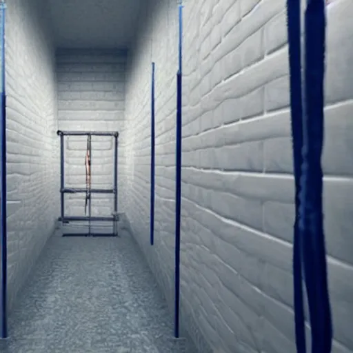 Image similar to a jail cell with restraints on the walls, futuristic, horror, disturbing, creepy