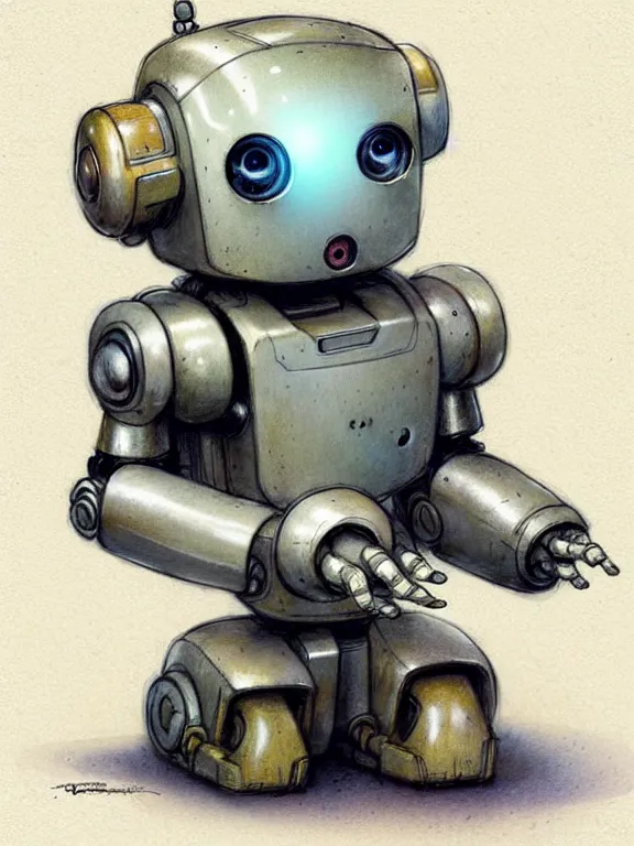 Prompt: a cute robot, muted colors, by jean - baptiste monge