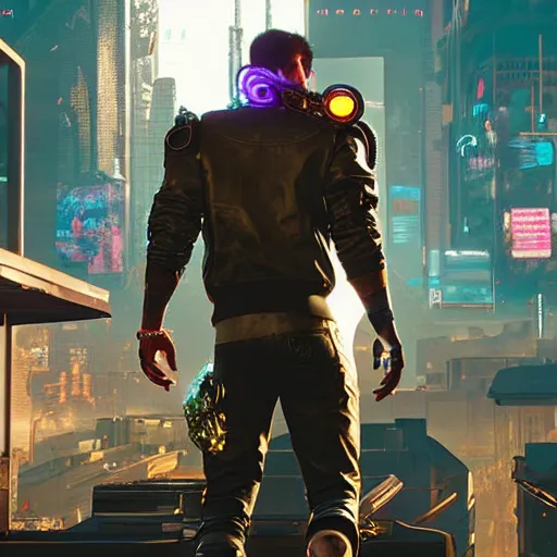 Prompt: g - man with augmentations cyberpunk 2 0 7 7