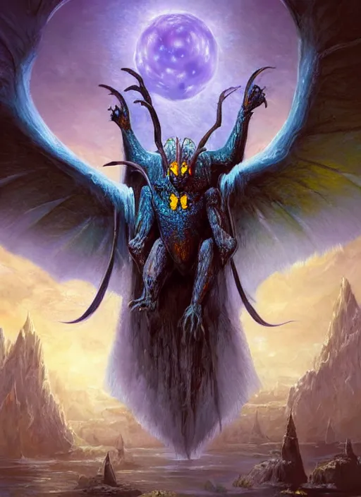 Image similar to mothman, ultra detailed fantasy, dndbeyond, bright, colourful, realistic, dnd character portrait, full body, pathfinder, pinterest, art by ralph horsley, dnd, rpg, lotr game design fanart by concept art, behance hd, artstation, deviantart, hdr render in unreal engine 5