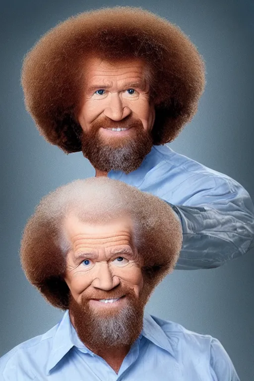 Prompt: Bob Ross ready to fight against the Artificial Intelligence