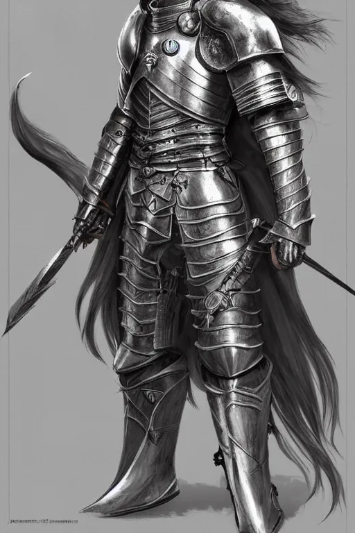 Image similar to A full body portrait of a male Knight of the Wind, long black hair, Akihiko Yoshida, concept art, very detailed, tone mapping, matte