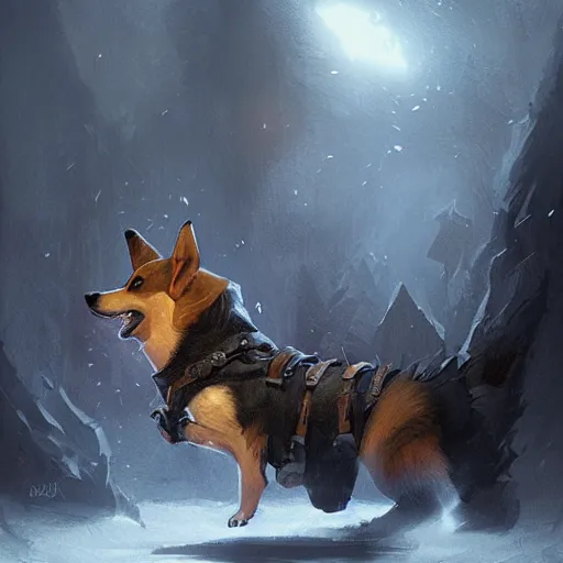 Image similar to a corgi warlock illustration by greg rutkowski