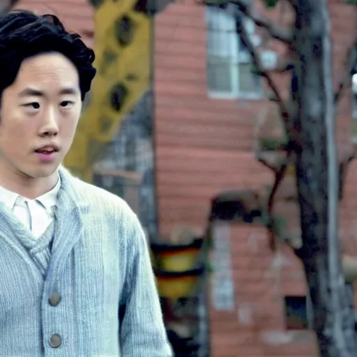 Image similar to Film still of Steven Yeun, from Charlie and Chocolate Factory (2005 movie)