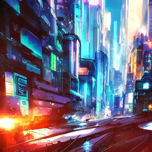 Prompt: ion fury city, cyberpunk, anime