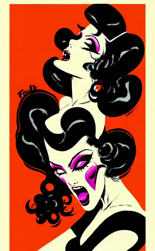 Image similar to looking up at goth girl, burlesque psychobilly, rockabilly, punk, white background, vector art, illustration by frank frazetta