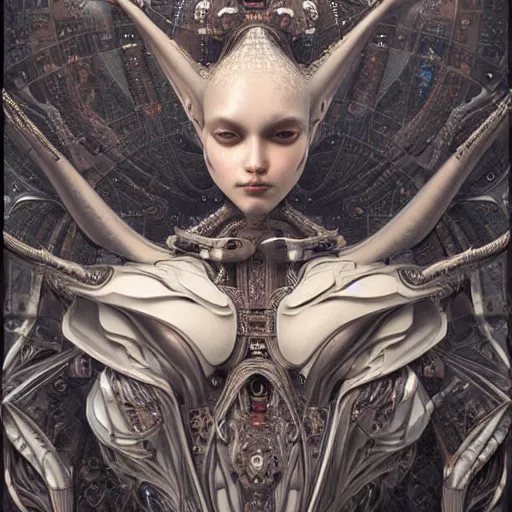 Image similar to ultra realist intricate detailed painting of a single attractive alien female, full body, curvy, black scales and cyborg tech, symmetry accurate features, very intricate details, focus, artstyle Hiraku Tanaka and Tom Bagshaw, award winning