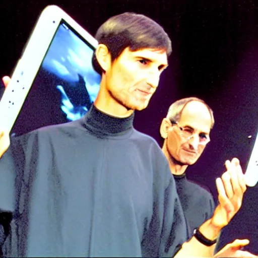 Image similar to Last Steve Jobs product demo shows him showing off the iTaser - an advanced taser device