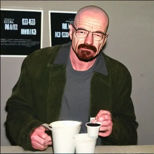 Image similar to walter white drinking milk