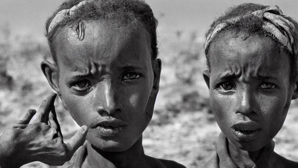 Image similar to 1984 Ethiopian famine and drought, atmospheric, portrait, movie scene, hd, 4k