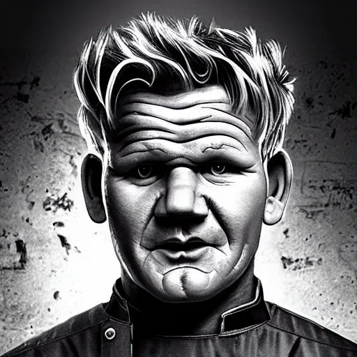 Image similar to gordon ramsay wearing combat armor, soviet russia, very detailed, realistic, 4 k