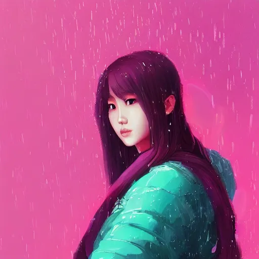 Image similar to “ a portrait of korean lisa from blackpink, rainy background, pink bright art masterpiece artstation. 8 k, sharp high quality artwork in style of jose daniel cabrera pena and greg rutkowski, concept art by tooth wu, hearthstone card game artwork. ”