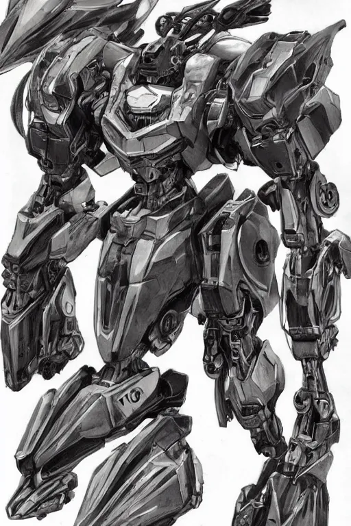 Prompt: full body illustrations of mecha, pen and ink, moderately detailed, ryouta otsuka, by momo koshu, by gerald payumo, by lance wilkinson, concept art, artstation, deviantart, pinterest, unreal engine