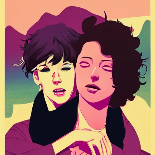 Prompt: poster by tomer hanuka, real lgbt love