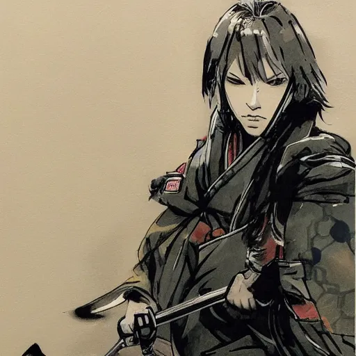 Image similar to female wandering samurai, yoji shinkawa