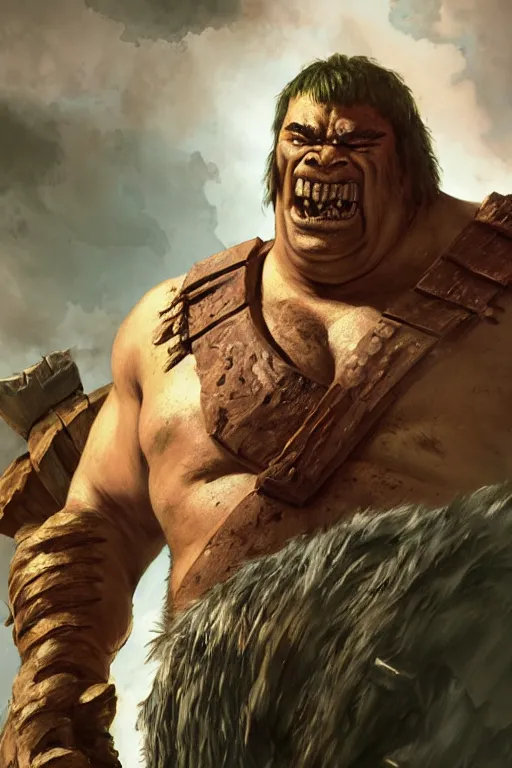 Image similar to upper body portrait of a heavily armoured hulking herculean chiseled john candy as a fantasy barbarian pirate orc ork, sunrays, cinematic lighting, photorealistic, octane render, 8 k, depth of field, 3 d, art by artgerm and greg rutkowski and alphonse mucha and uang guangjian and gil elvgren and sachin ten