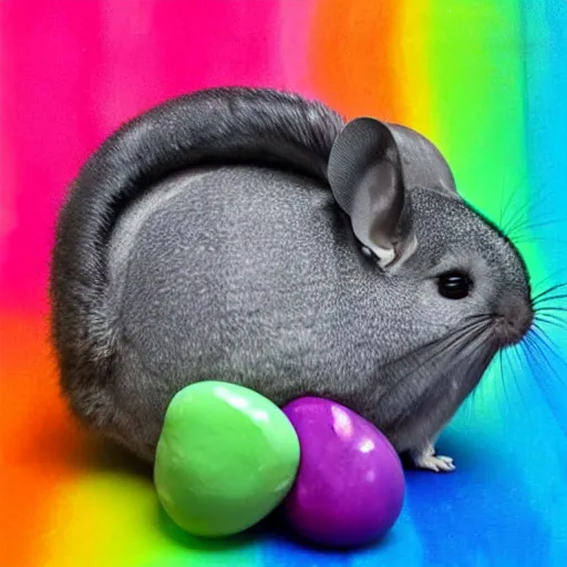 Prompt: cosmic chinchilla pooping rainbow jellybeans