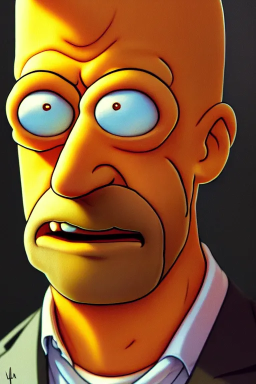 Prompt: clear portrait of bart from the simpsons, cottagecore!!, mafia background hyper detailed, character concept, full body, dynamic pose, intricate, criminal appearance, highly detailed, digital painting, artstation, concept art, smooth, sharp focus, illustration, art by artgerm and greg rutkowski and alphonse mucha