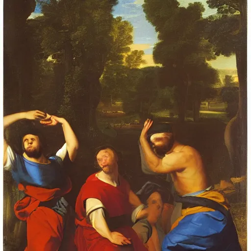 Image similar to me and the boys at 3 am looking for beans, cinematic, sharp, crisp, nicolas poussin