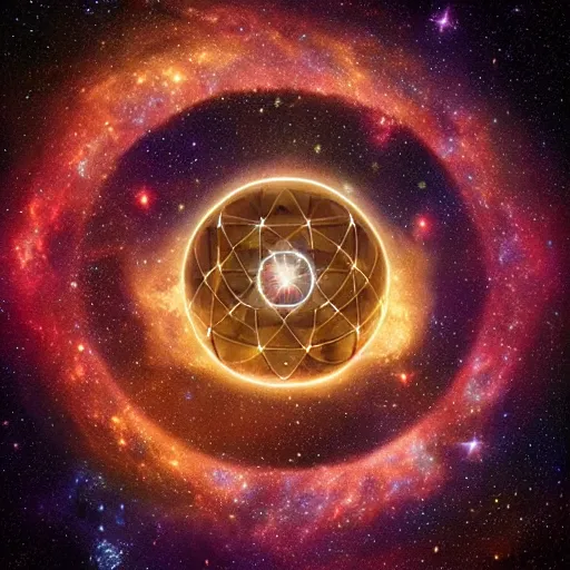 Prompt: Glowing Cosmic Nebula Sigil of Infinite Earths by Thomas Kinkaid. Circular. Occult. Fantasy. Behance. Polished. Shiny. Reflective.