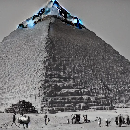 Image similar to a photograph of the great pyramid of giza in the middle of construction, dslr high resolution