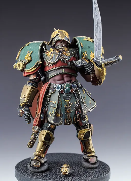 Image similar to 8 0 mm resin detailed miniature of a warhammer 4 0 k roman gladiator cyborg, product introduction photos, 4 k, full body,