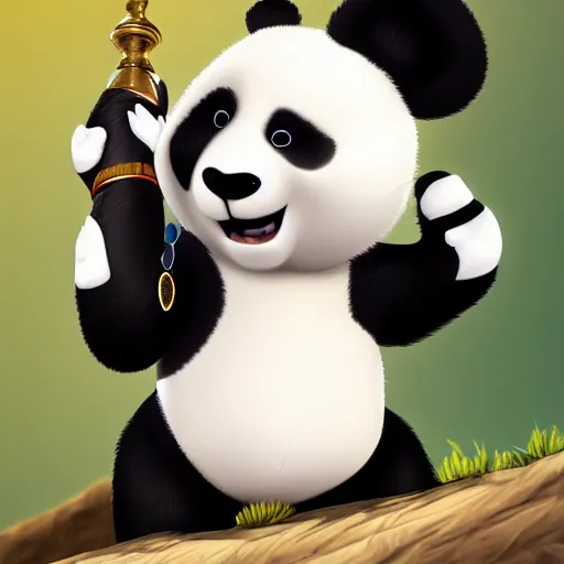 Image similar to a cartoon panda, Disney, digital art, highly detailed, award winning, concept art, intricate, sharp focus, masterpiece, Trending on Artstation HQ, unreal engine 5, 4K UHD image