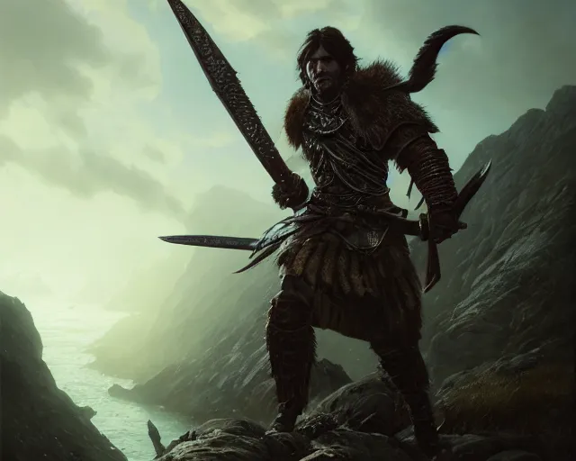 Image similar to highly detailed portrait of tommy karevik as a warrior, in skyrim, stephen bliss, unreal engine, fantasy art by greg rutkowski, loish, rhads, ferdinand knab, makoto shinkai and lois van baarle, ilya kuvshinov, rossdraws, tom bagshaw, global illumination, radiant light, detailed and intricate environment