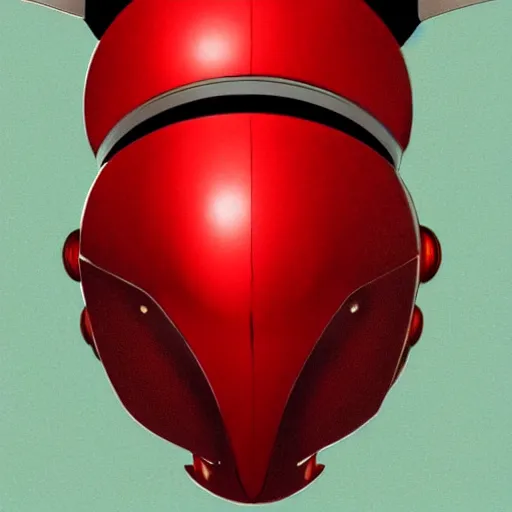 Image similar to macro portrait of a red robotic beetle face with pincers.Red and black body armor, digital art, realistic, ultradetailed, concept art in the style of Science Fiction. art by Syd Mead and Moebius, trending on artstation, devianart, cgsociety