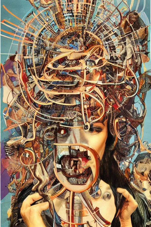 Prompt: youre from your father worm. symmetrical anatomy, baroque, pop art, hyperdetailed, without duplication, art by richard hamilton and mimmo rotella. intricate detail, trending artstation, dribble popular, krita renderer