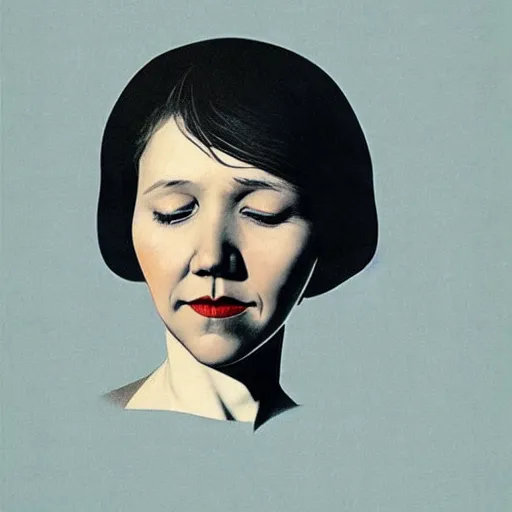 Image similar to “ maggie gyllenhaal portrait by ikenaga yasunari and ayana otake and ko rakusui, 6 0 s poster, drawing, realistic, sharp focus, japanese, dreamy, nostalgia, faded, golden hues, floral clothes, porcelain skin ”