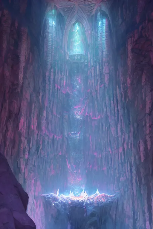 Image similar to the mines of moria, balrog, 4 k digital paint by studio ghibli hayao miyazaki. vivid colours, vaporwave lighting style, very sharp and detailed. trending on artstation and behance.