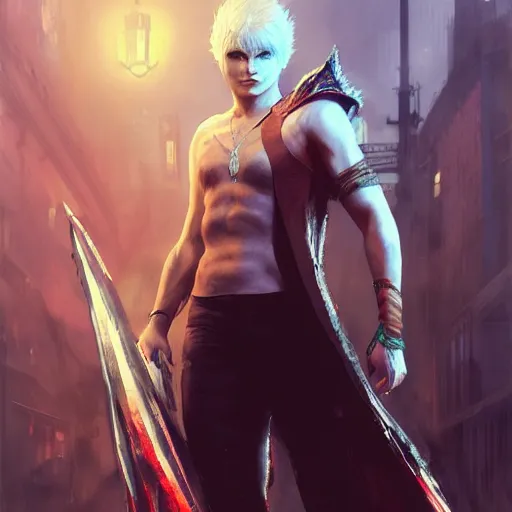 V from Devil May Cry as an elf, wearing daedric, Stable Diffusion