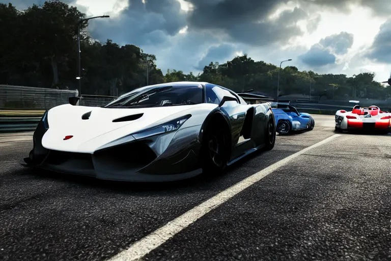 Image similar to photo wallpaper sport car gran turismo 7 forza horizon need for speed fast and furious 5 unreal engine supercar hypercar game concept car octane render, 4 khd 2 0 2 2 3 d cgi rtx style chrome reflexion global illumination ray tracing hdr arstation pixar and disney unreal