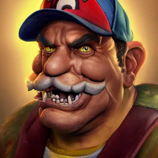 Prompt: Portrait of bowser from super mario brothers in a grand theft auto 5 loading screen , art by Albert Bierstadt and James Gurney, highly detailed, digital painting, matte painting, concept art, illustration, oppressive lighting, trending on artstation, very detailed