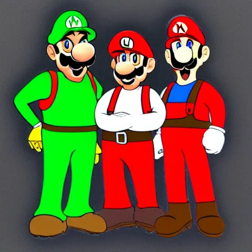 Image similar to mario and luigi and walter white and jesse pinkman