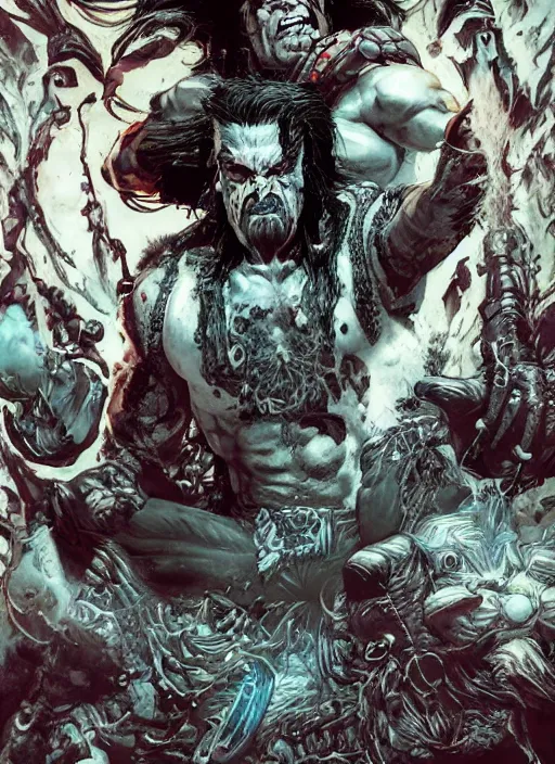 Image similar to first issue of lobo comic book cover art by ariel olivetti, au naturel, hyper detailed, digital art, trending in artstation, cinematic lighting, studio quality, smooth render, unreal engine 5 rendered, octane rendered, art style by klimt and nixeu and ian sprigger and wlop and krenz cushart