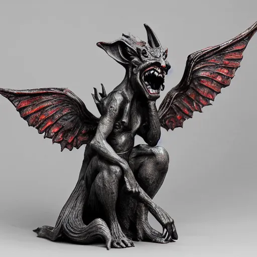 Image similar to colorful agony of the biting imps gothic gargoyle statue