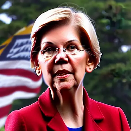 Image similar to 4 k detailed photo of elizabeth warren as a man to become president