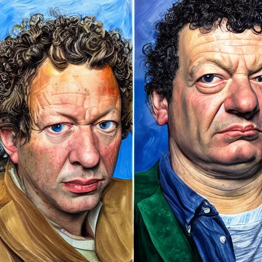 Image similar to high quality high detail painting by lucian freud, hd, dean ween, mickey melchiondo portrait