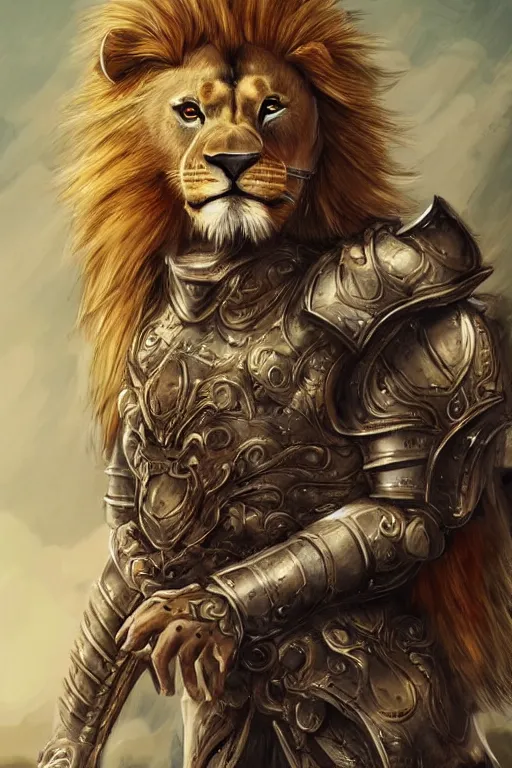 lion with armor men