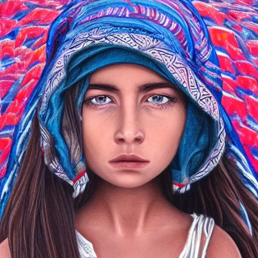 Image similar to a detailed portrait of a girl in the desert, art illustration, incredibly highly detailed and realistic, 8 k, sharp focus